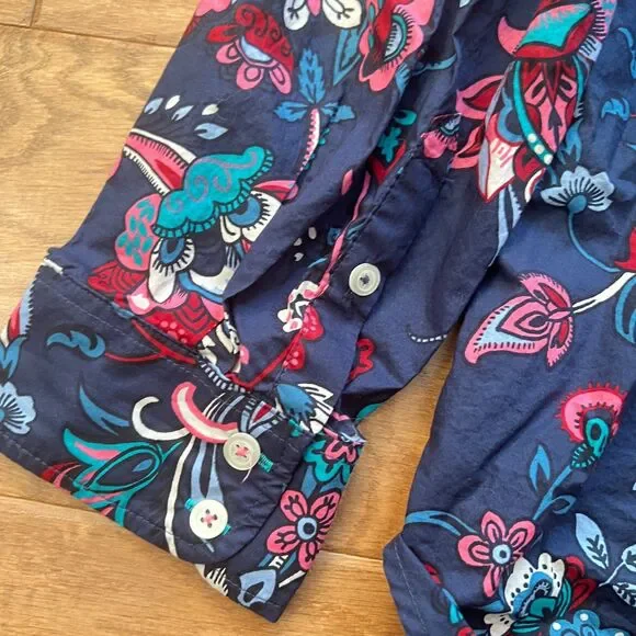 Talbots Plus Button Up Shirt Size 2X Blue Pink Floral Paisley Long Sleeve - Picture 7 of 7